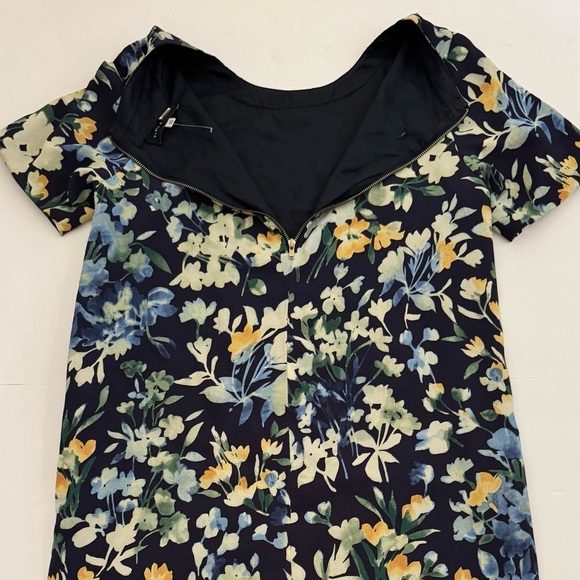 Slate & Willow Blue Floral Flower Throw Shift Short Sleeve Mini Dress, Size 10 - Picture 10 of 14